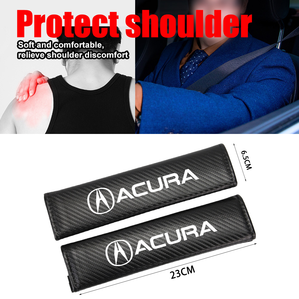Acura RDX CDX TLX-L NSX TLX MDX ILX ZDX RLX TSX 액세서리에 대 한 2pcs 탄소 섬유 자동차 좌석 벨트 어깨 보호 커버